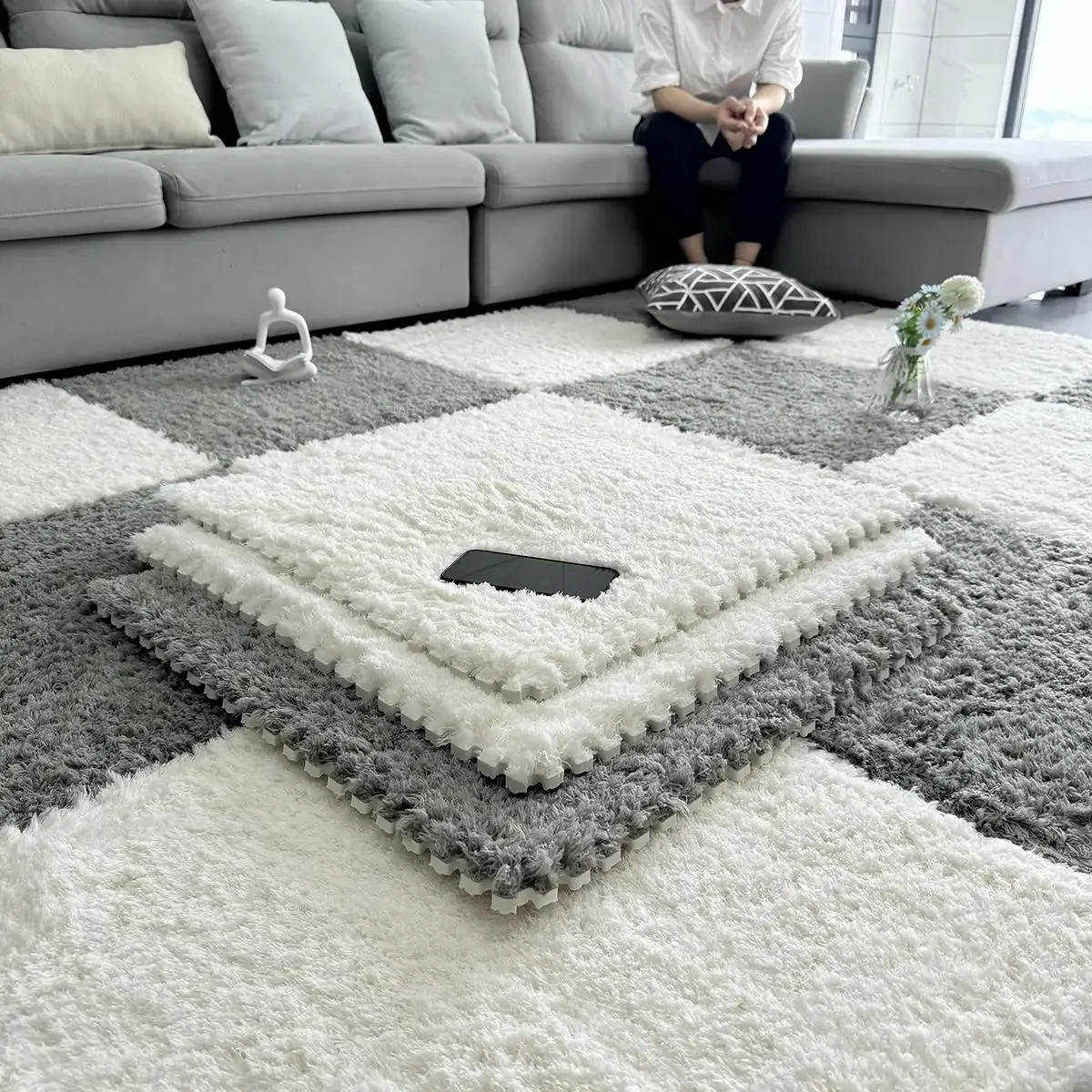 

Splicing carpet foam floor mat room bedroom large bedside blanket plush 60 * 60cm