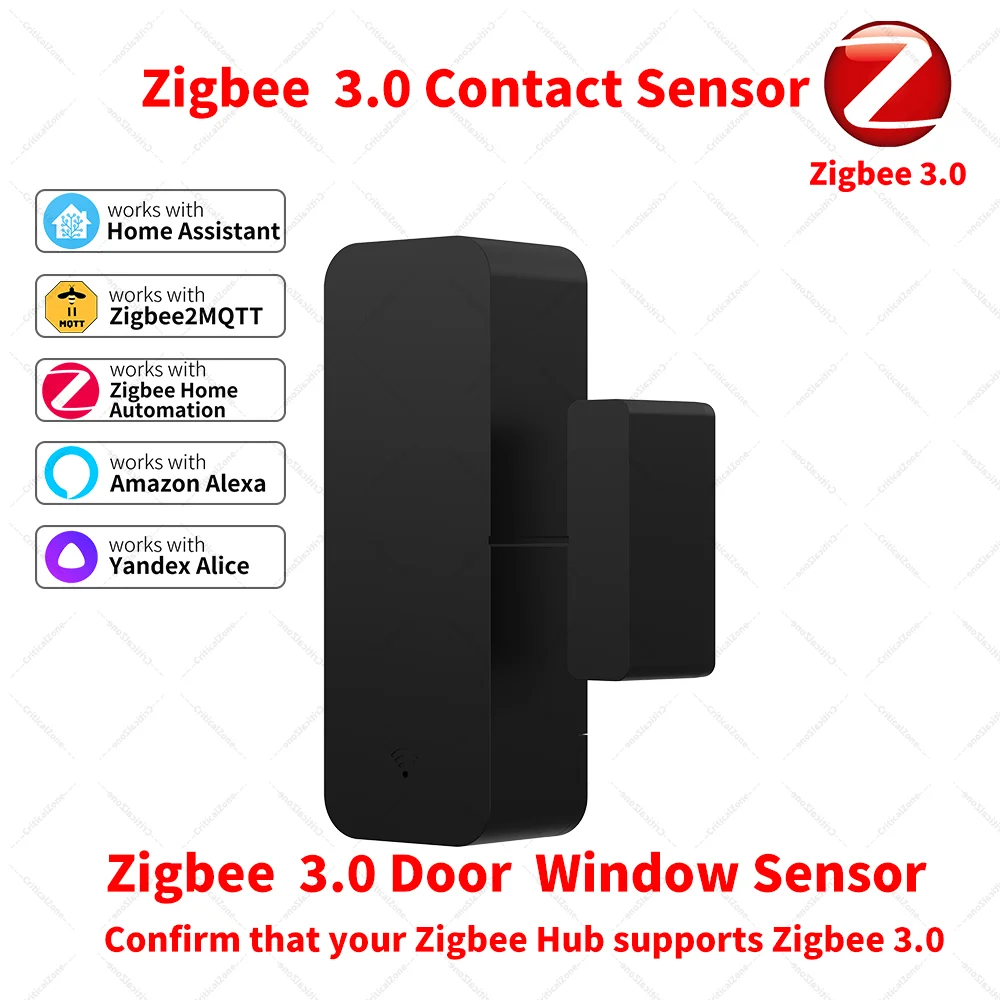 Zigbee 3.0 Door Window Sensor Contact Sensor Zigbee Hub Required Work with Home Assistant Yandex Alexa ZHA Zigbee2MQTT