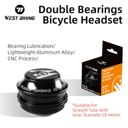 WEST BIKING MTB Bicycle 44mm Headset Double Bearing 28.6 Straight Tube Bike Fork Steering Column Spacers Stem Cap BMX Parts