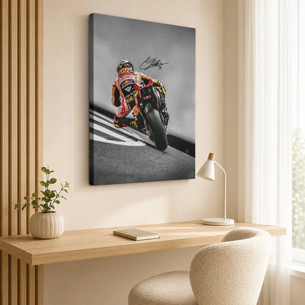 Dani Pedrosa MotoGP Canvas Painting Poster Bold Athletic Design Wall Decor With Personalized Photo For Games Room Ideal Fan Gift