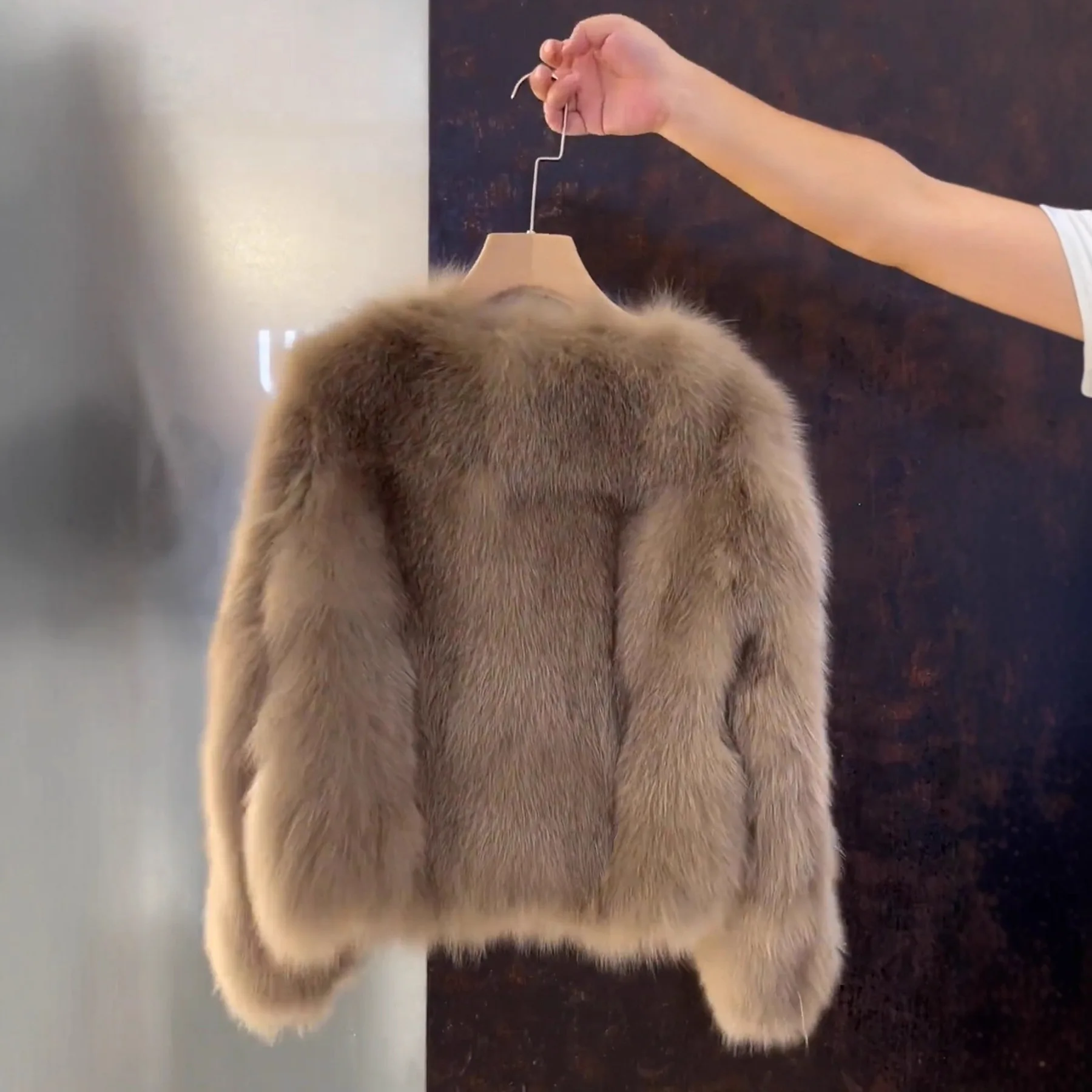 Women's  Fur Coat Fake V-Ne Button up Outerwear Briti Sle Thiened Loose Fit Winter Coat from China