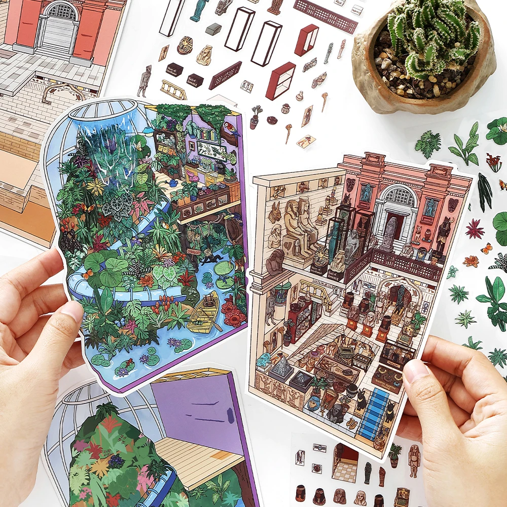 3D Cartoon Style Landscape Micro Stickers DIY Scene Stacking Decoration Little Corner Series for Creative Stationery supplies