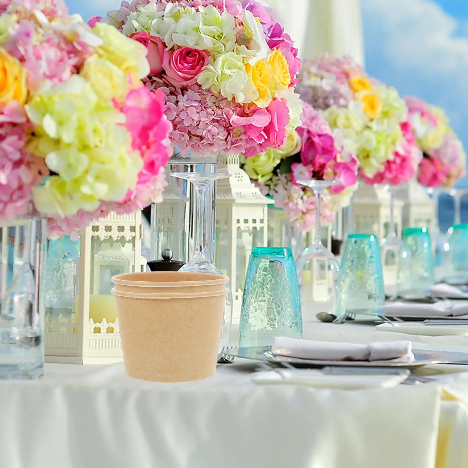 

Набор из 12 одноразовых пищевых мисок из крафт-бумаги для салатов, супов, риса, лапши, мороженого, для кемпинга, вечеринок и домашнего использования