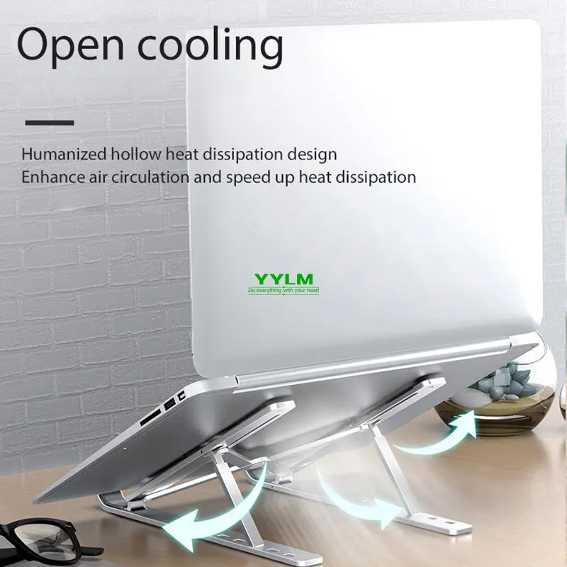 YYLM N3 Desktop Portable Aluminum Alloy Laptop Stand Foldable Heightened For iPad Bracket Notebook Metal Cooling Base In Stock