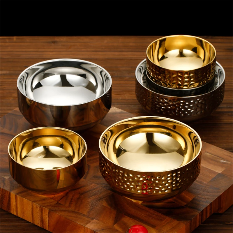 304 Stainless Steel Diamond Pattern Ramen Rice Bowl Anti-Scald Salad Porridge Soup Steamed Bowl Kitchen Tableware Food Container