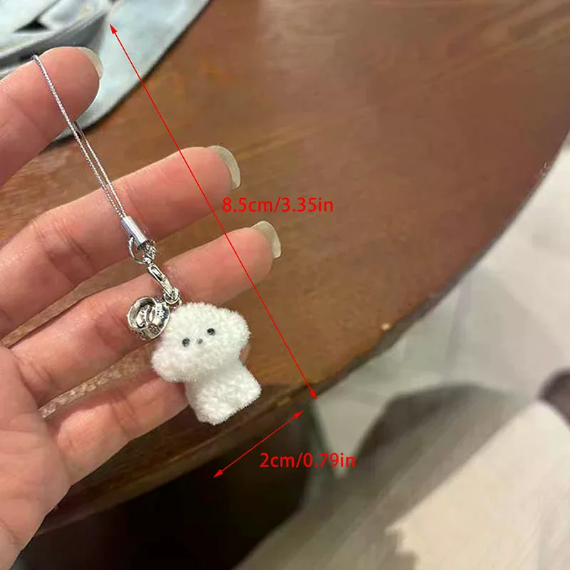 1Pcs 3D Little Plush Animal Pendant Flocked Resin Dog Puppy Keychain Backpack Car Keyrings Charms Hangs Hot Sale
