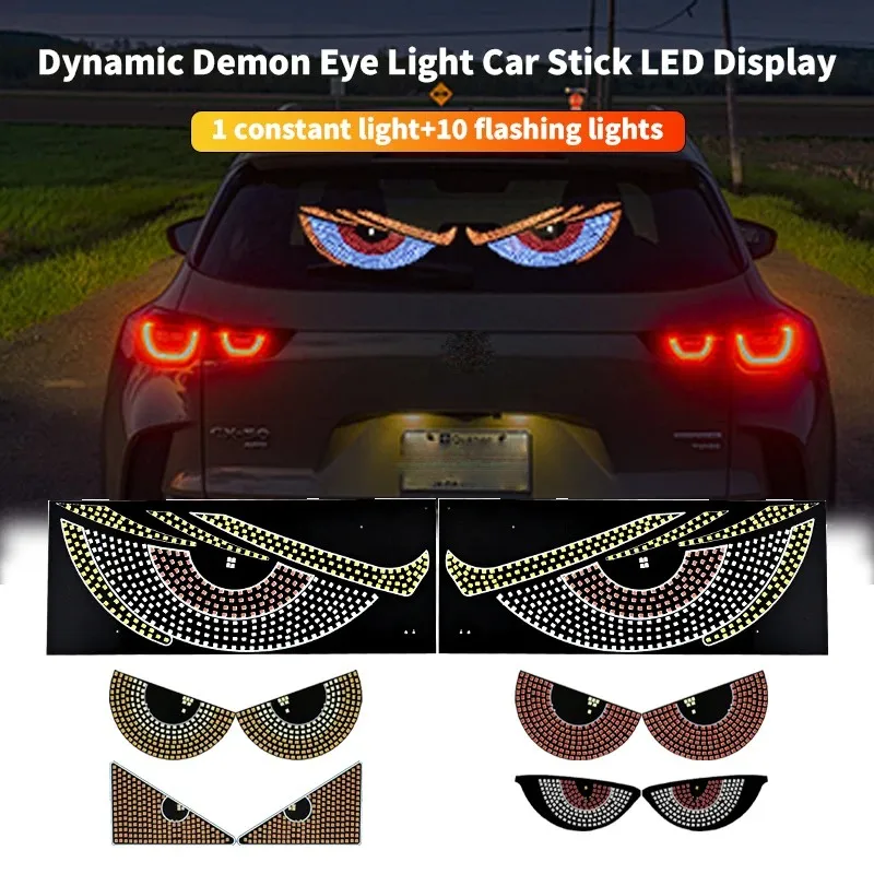 

Devil Eye Car Brake Light Sticker USB Charger Inner Decorative Lamp Front/Rear Windshield LED Flash Warning Indicator Taillight