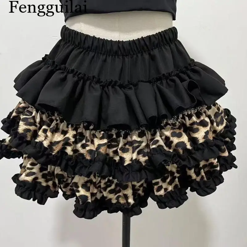 Spicy girl subculture puffy skirt patchwork mini skirt high-waist half skirt