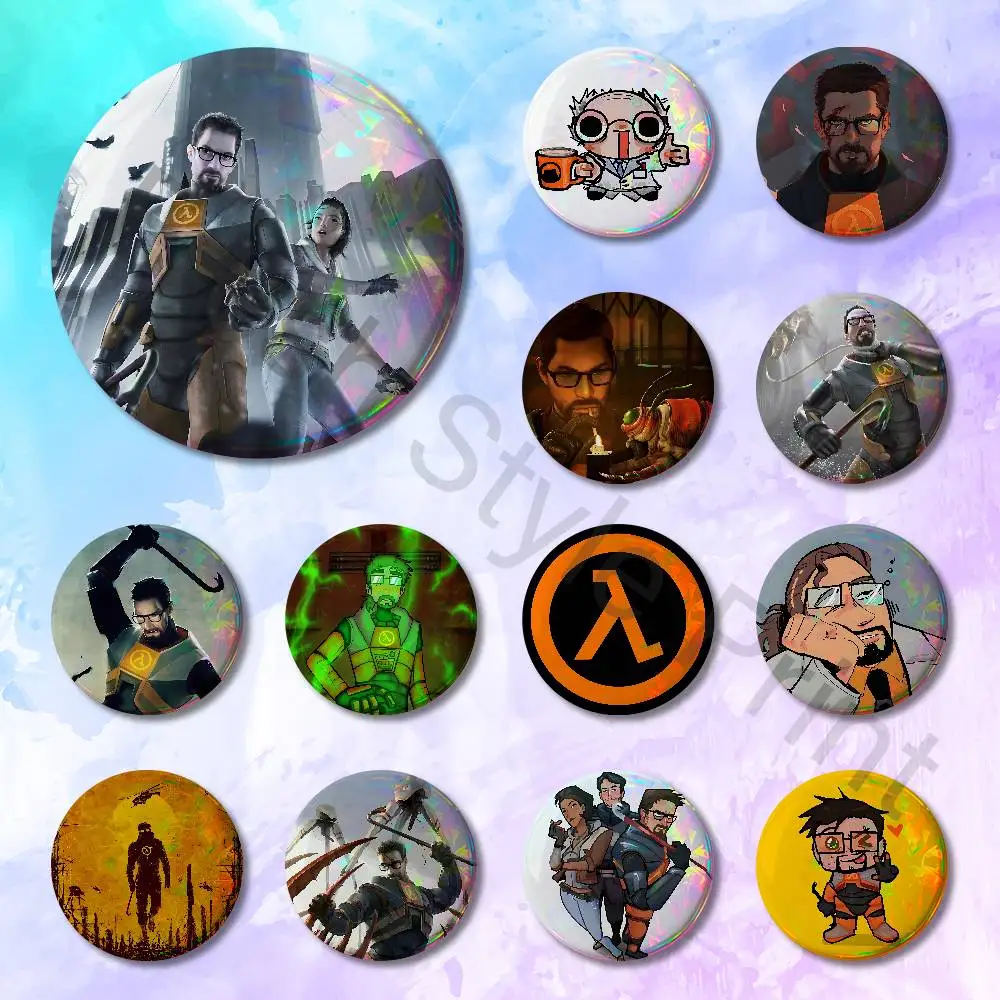 

Game H-Half-L-Life 2 58mm 44mm HD Print Brooch Badges Pretty Derby Round Display Brooches Lapel Pins