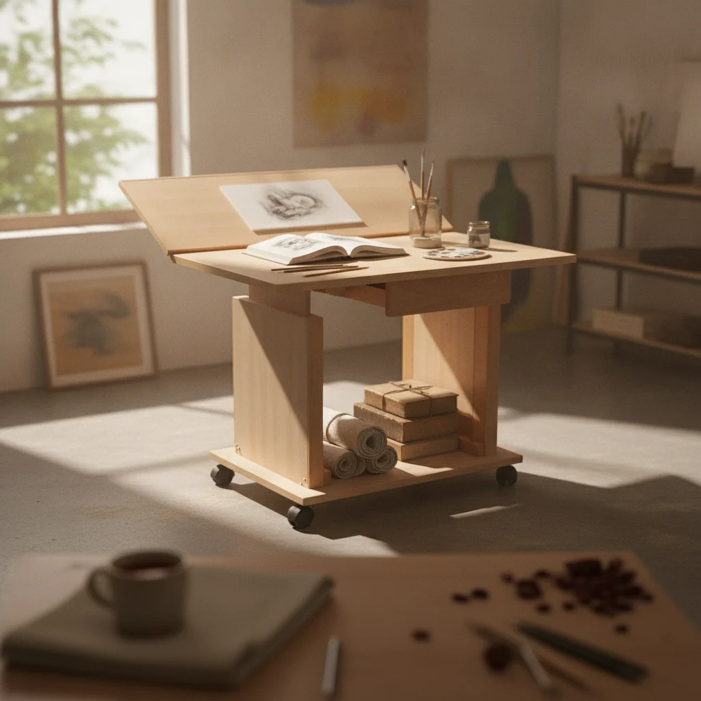 Adjustable Still Life Table Beech Wood Tilting Drawing Table Studio Furniture Rectangular Easy Assembly for Sketching