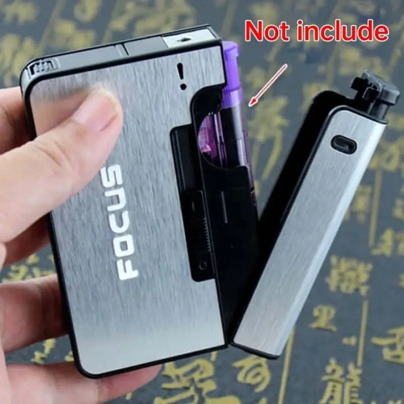 Cigarette Case Automatic Ejection Cigarette Case Dispenser Box Holder Hold 10,  Lighter Can Replaceable, Lighter not Included