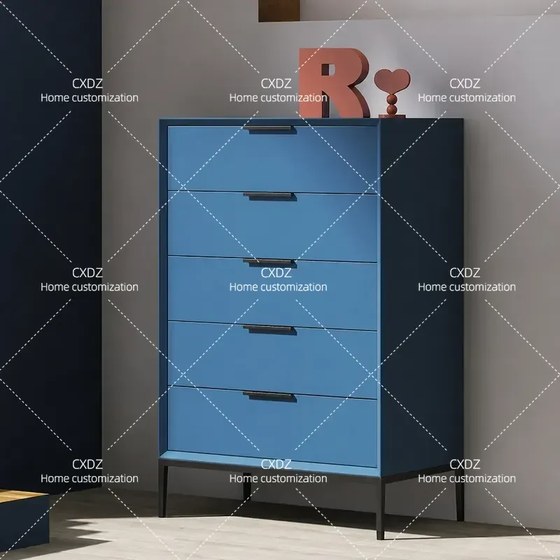 Italian Minimalist Chest of Drawers Baking Paint Modern Living Room Solid Wood Light Luxury Storage Bedroom Bed Head Tail