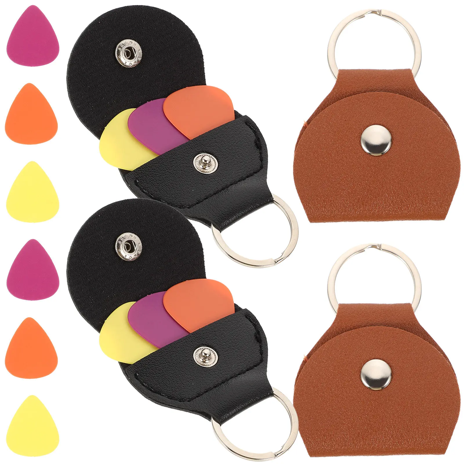 1Set Guitar Pick Bag Premium PU Material Compact Portable Keychain Plectrum Storage Case for Guitar Ukulele Bass Players