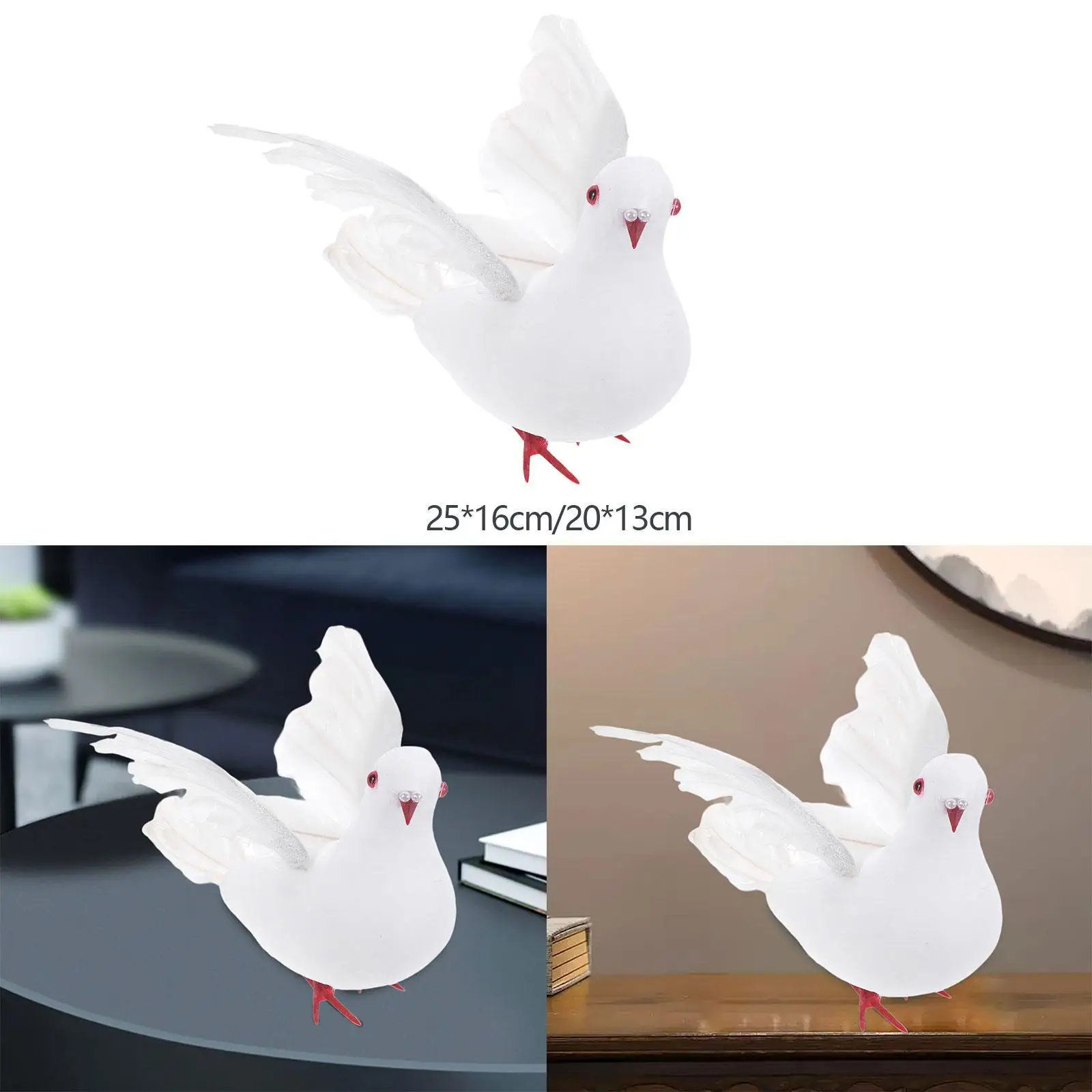 Artificial Pigeon Decoration Artwork White Pigeon Statue for Desk Porch Yard