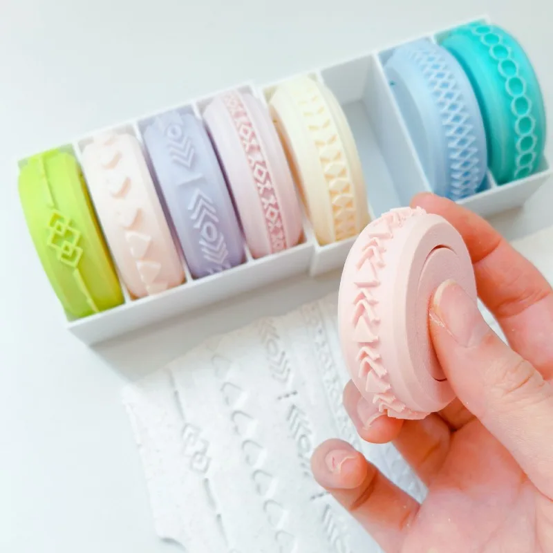 Polymer Clay Rolling Tool 4Pcs Integrated Lace Texture Roller Mold DIY Pottery Embossing Craft Handmade Making Supplies