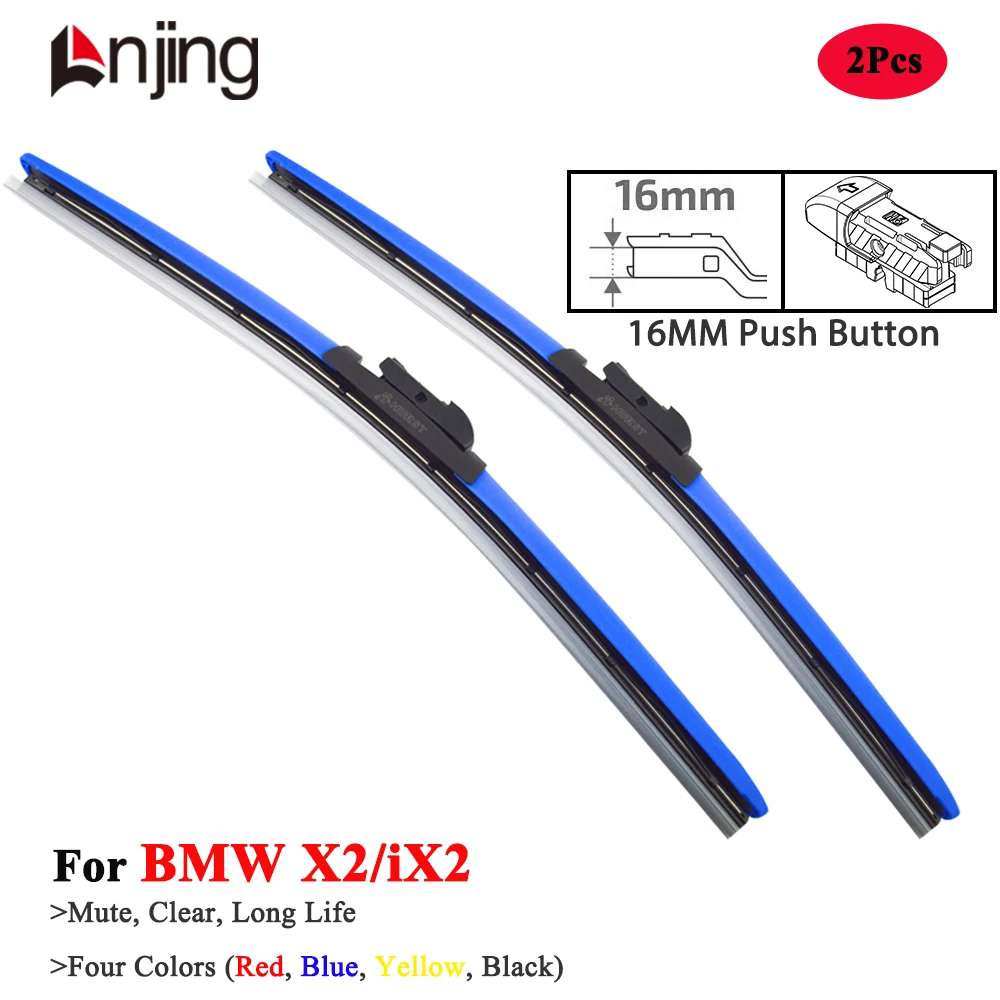 

LNJING Colorful Hybrid Wiper Blades For BMW X2 iX2 F39 U10 M35I M Sport 2017 2018 2021 2022 2023 2024 2025 Model Car Accessories