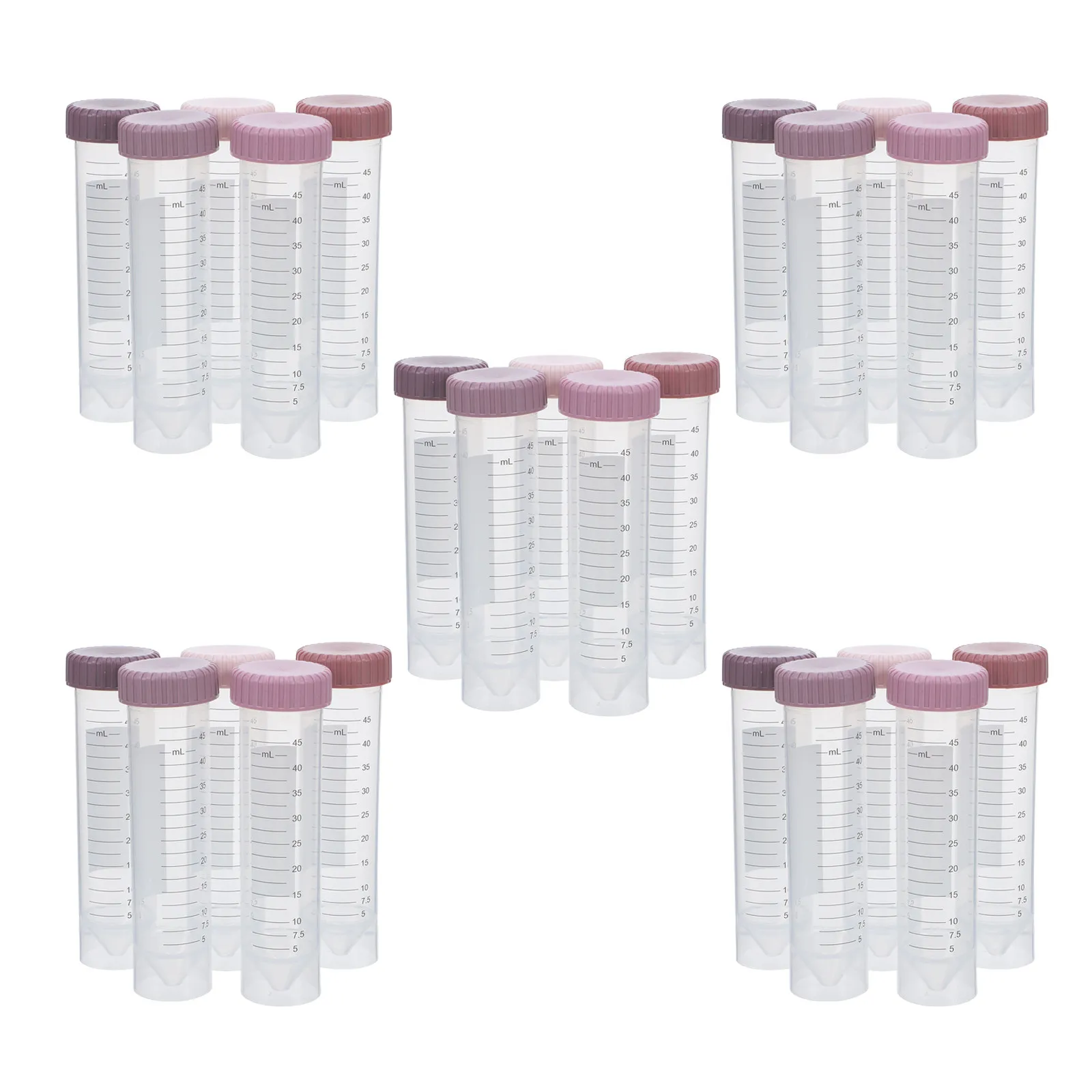 25Pcs Laboratory Centrifuge Tubes High Transparency Polypropylene 50Ml Leakproof Screw Caps Graduated Self-Standing Test Tubes