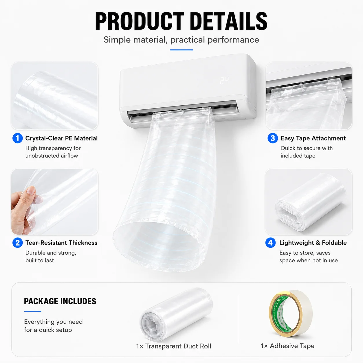 Versatile AC Blowing Bag Air Conditioner Blower Hose Duct for Home Bedroom Nursery Office Living Room Apartment Garage Use - view 3