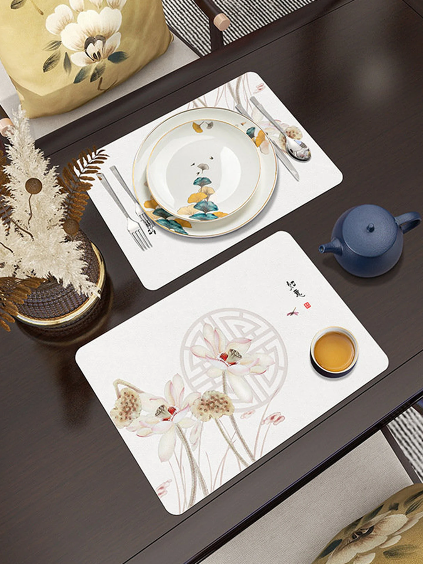 

Water Ink Sle Lotus Le Dining Mat Waterproof Oil Resistant Non Slip Heat Insulation Pad Kitchen Leather High Temperature ...
