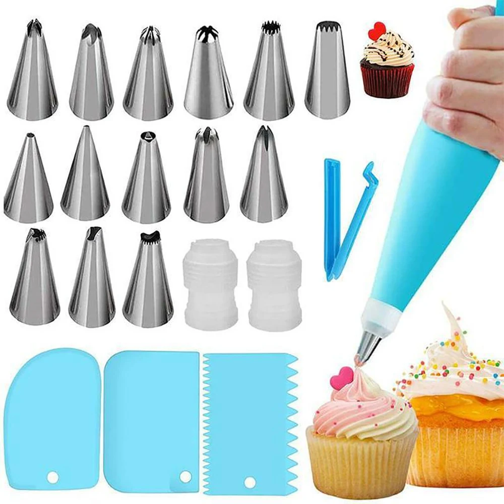 21/20pcs/Set Icing Piping Nozzles Stainless Steel Torch Mouth Cream Squeezing Pastry Tips Cake Decorating Tools