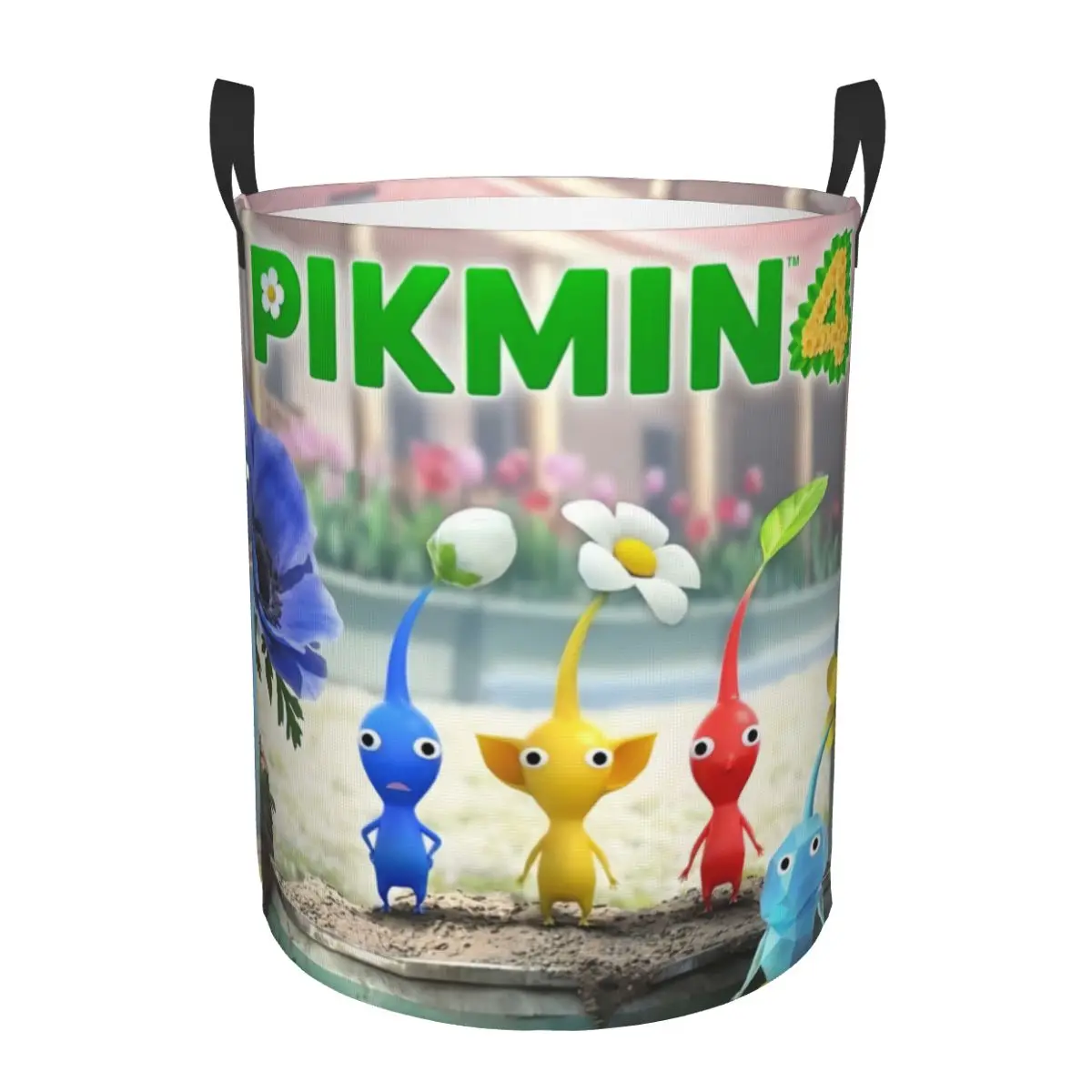 Custom Pikmins 4 Strategic Video Games Laundry Basket Foldable Large Clothing Storage Bin Cartoon Pikmins Baby Hamper