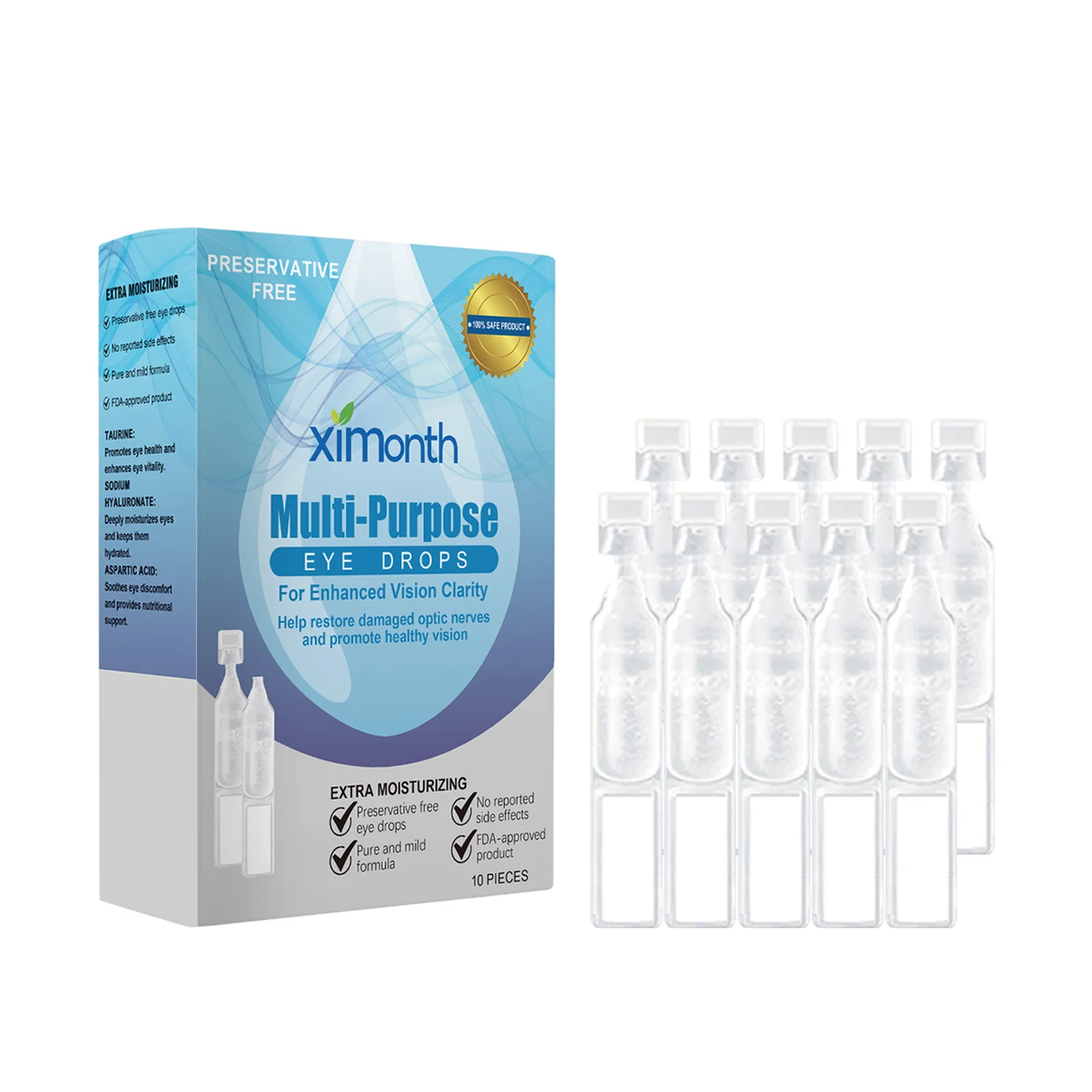 Preservative Free Eye Drops, Gentle Eye Care Liquid for Relieve Eye Fatigue, Keep Eyes Comfortable, Daily Eye Moisturizing Care