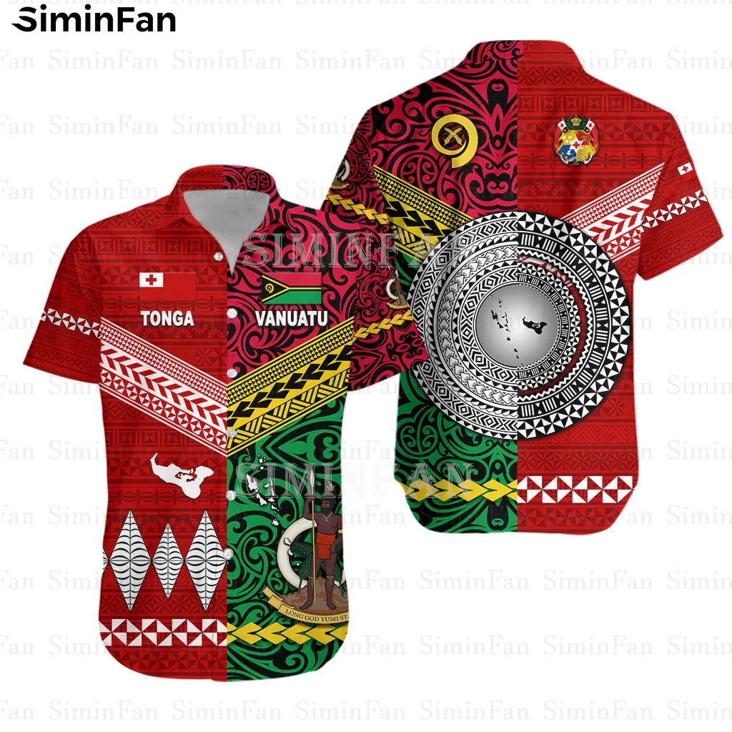 Vanuatu Tonga Red Green 3D Full Printed Men Hawaiian Shirt Baseball Jersey Male Camisa Summer Polo Tshirt Unisex Tee Female Top