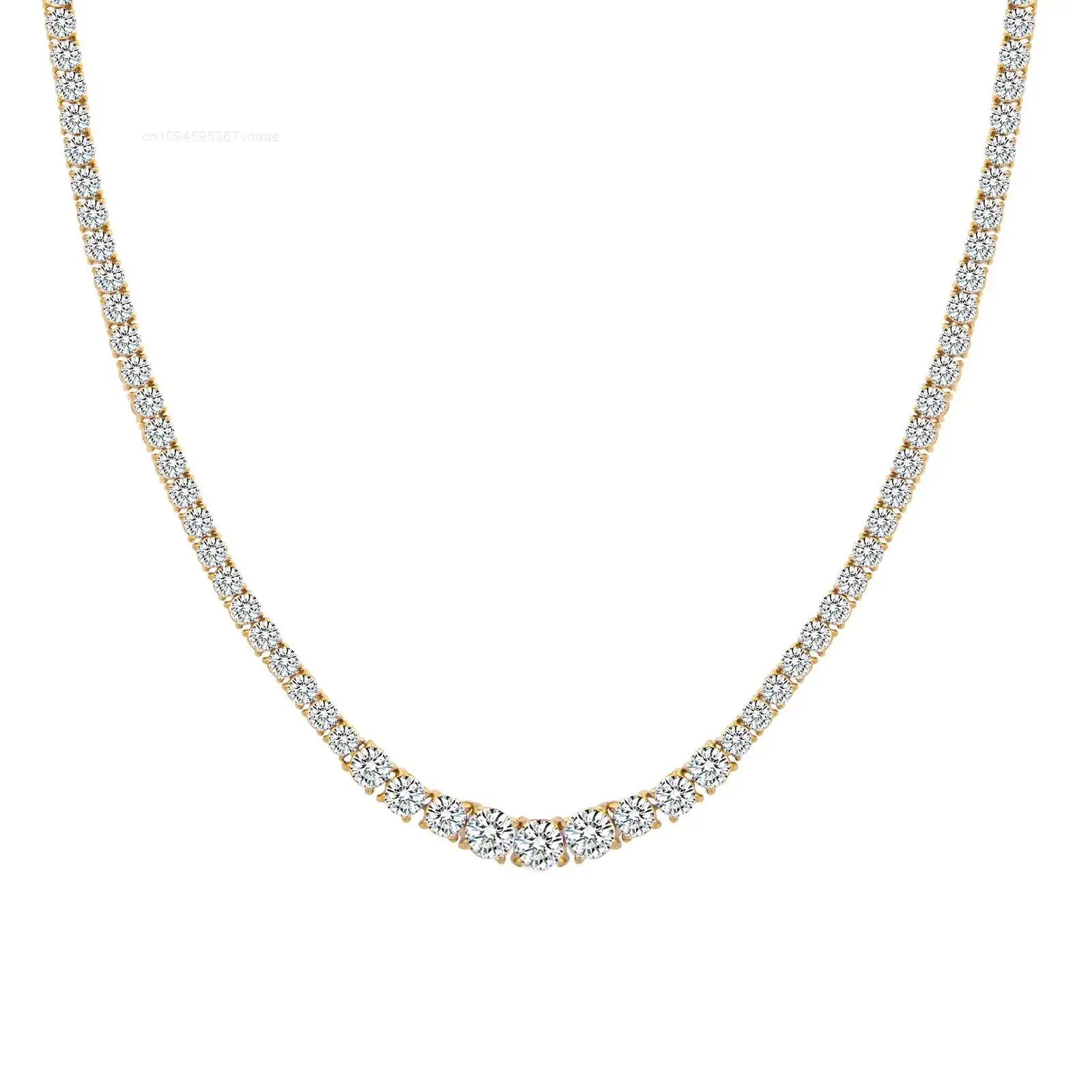 

High-End 18K Gold Stainless Steel Tennis Chains Necklace for Women Zircon Diamond Casting for Engagement Wedding Anniversary