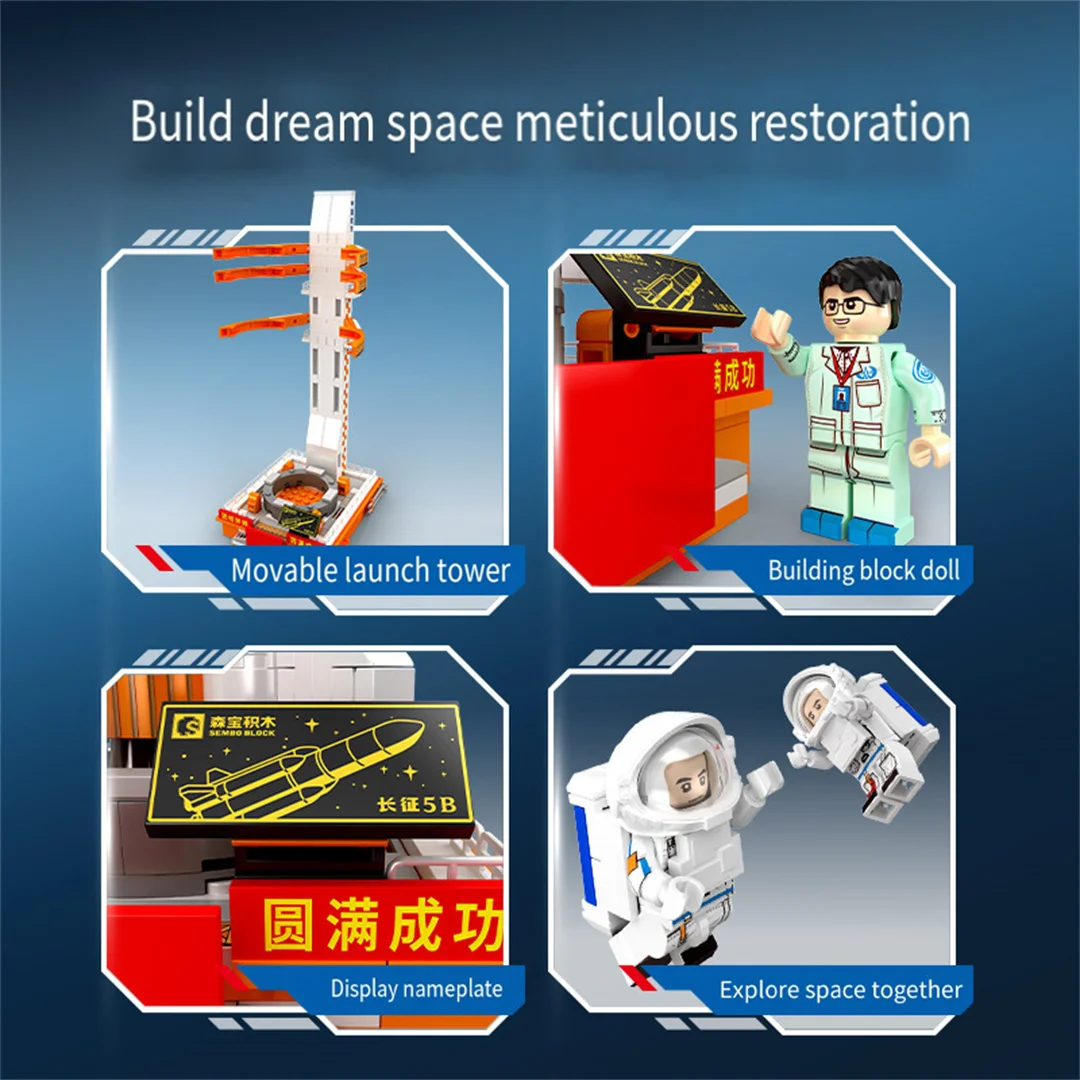 Juego de bloques de construcción de cohete espacial para niños, juguete electrónico de alta tecnología, Montaje de bloques de construcción, regalo de Navidad, 452 piezas