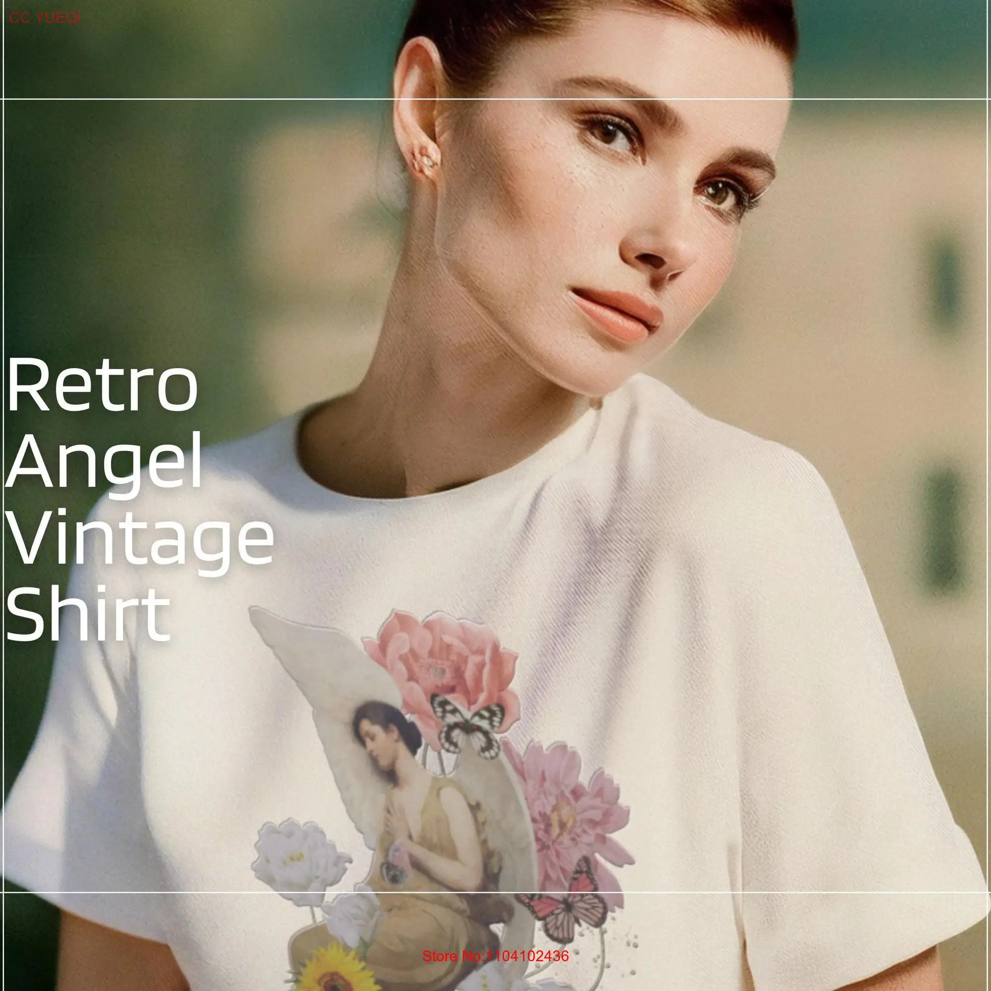 Angel Floral T Shirt Vintage Art original design inspired by Abbott Handerson Thayer Retro For Her long or short sleeves