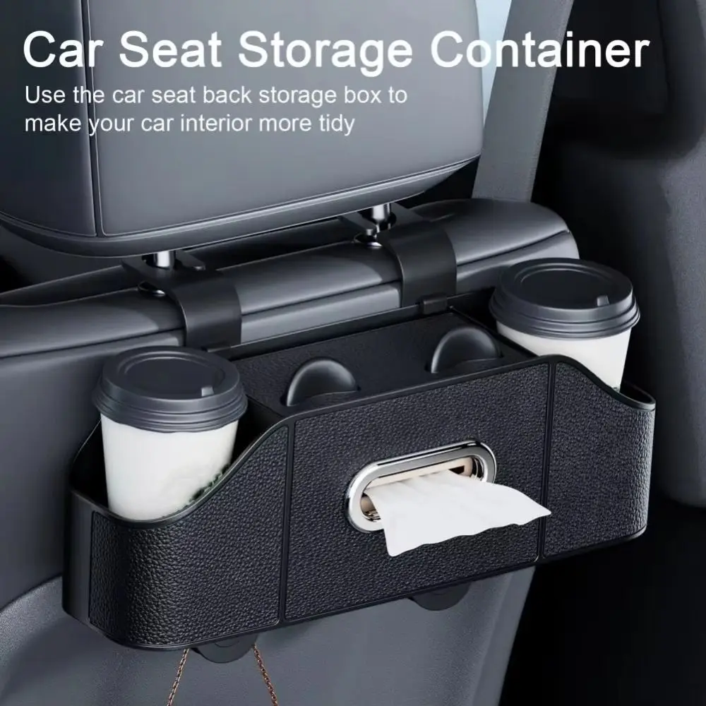 With Cup Holder Car Backseat Organizer With Tissue Box Hanging Hook Automotive Storage Rack Space Saving Multifunctional