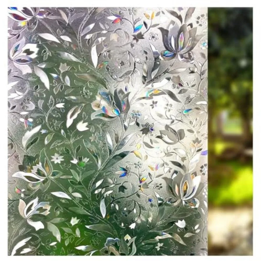 

Wdow Film, Decorative Wdow Privacy Film, Stained Glass Window Sticker, Anti-UV Sun Blocker Heat Control for Home Rabow Tulip De