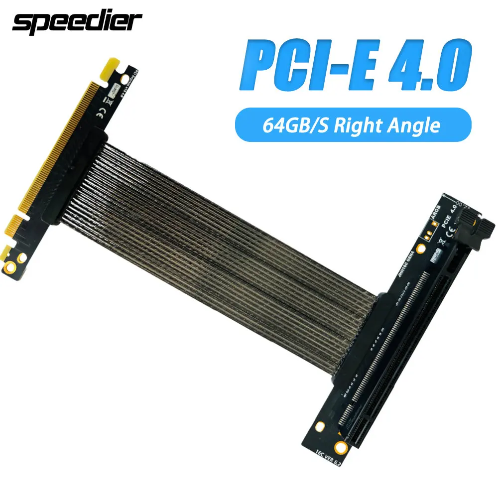 

PCIE 4.0 X16 High-speed Shielded GEN4 GPU Graphics Card Extension Cable for 90° Right Angle Vertical Installation In ATX Cases