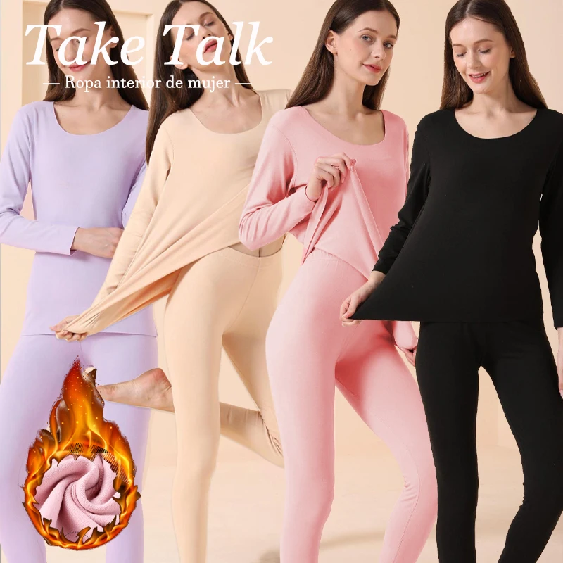 الخريف والشتاء المرأة الملابس الداخلية الحرارية الإناث طويلة الأكمام ملابس داخلية مريحة السيدات بلون سميكة الملابس #1