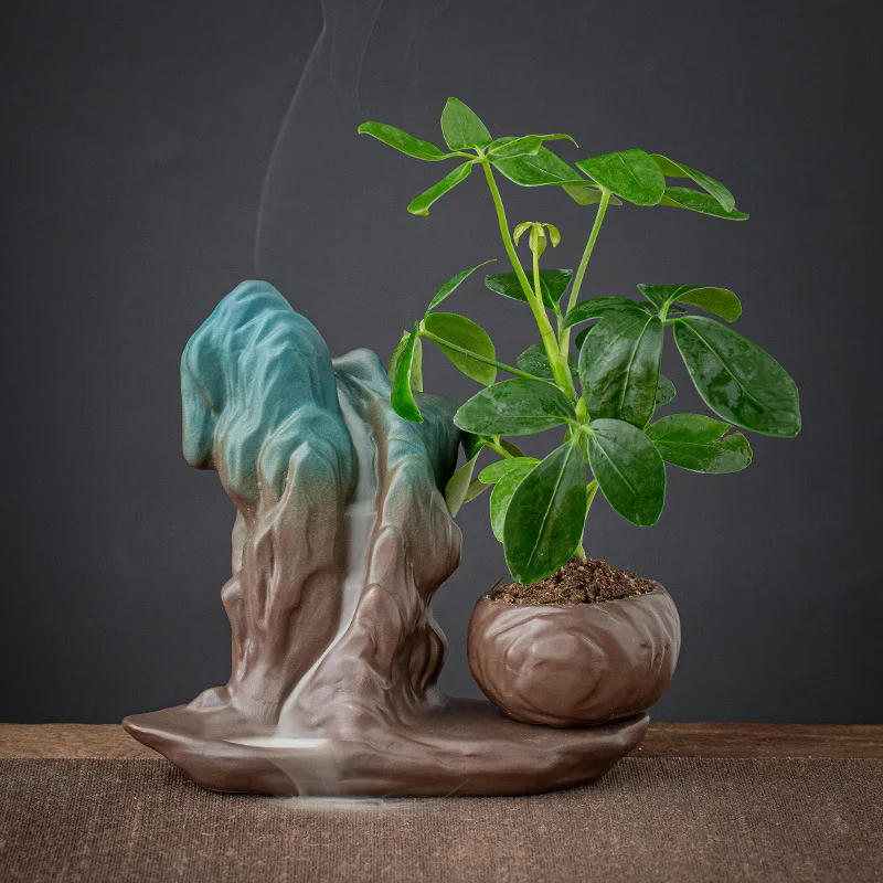 Purple Clay Backflow Incense Burner Aromatherapy Stove High Mountain and Flowing Water Decoration Creative Home Lucky Decoration