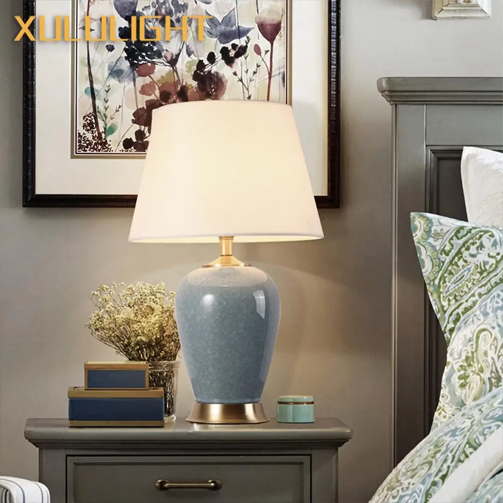Super Sized Ceramic Desk Lamp American Home Decor Exquisite Table Lamp Living Room Bedroom Bedside Table Retro Lighting Fixture