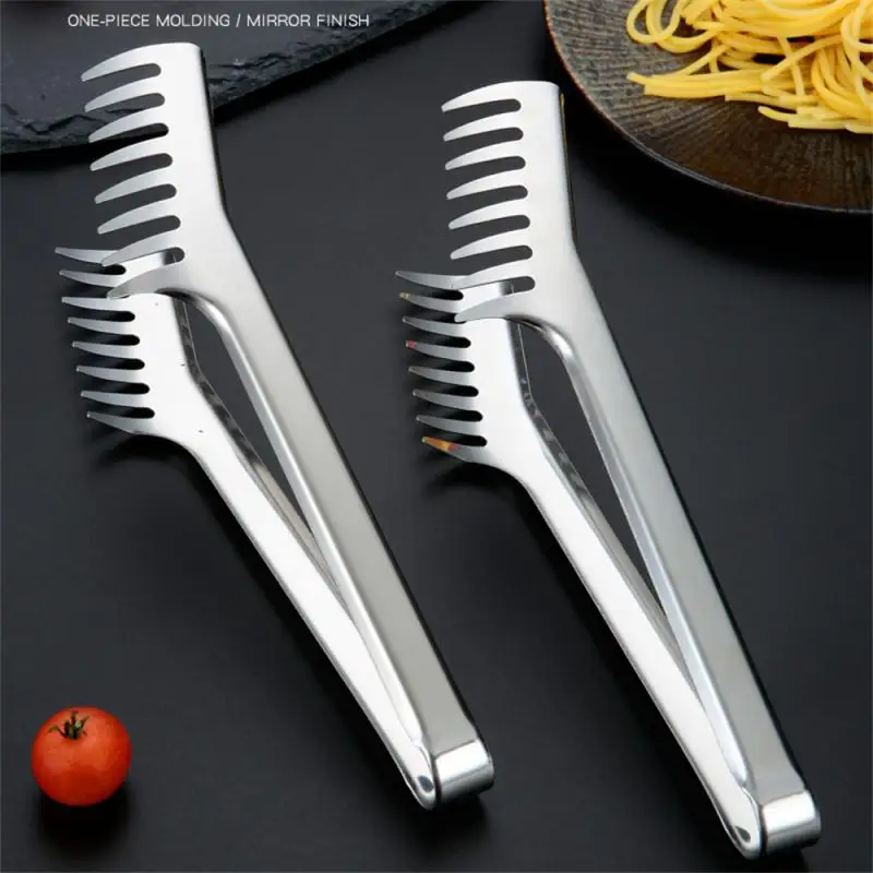 Portable Non-slip Stainless Steel Food Grade Kitchen Clip Deepen Jagged Noodle Clip Extended Handle Comb Easy To Get Bbq Tongs