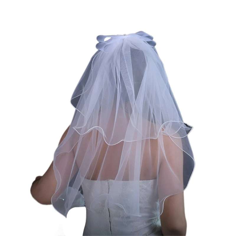 Bridal Veil Bride Elaborate Bowknot Veil Headscarf Simple White Bachelorette Party Bride Veil Sheer Head Scarf