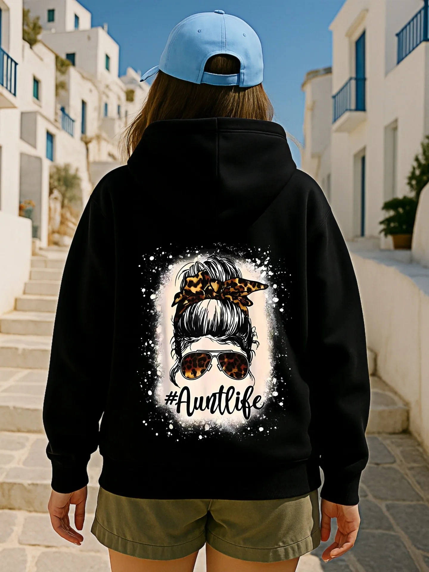 レディース グラフィック パーカー、美的デザイン、フリース裏地、カジュアルな日常着、若い女性向け