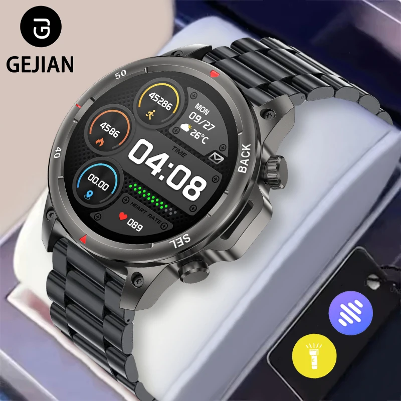 GEJIAN новые умные часы для занятий спортом на открытом воздухе NFC фонарик GPS спортивная траектория мониторинг сердечного ритма BT вызов фитнес умные часы 2025