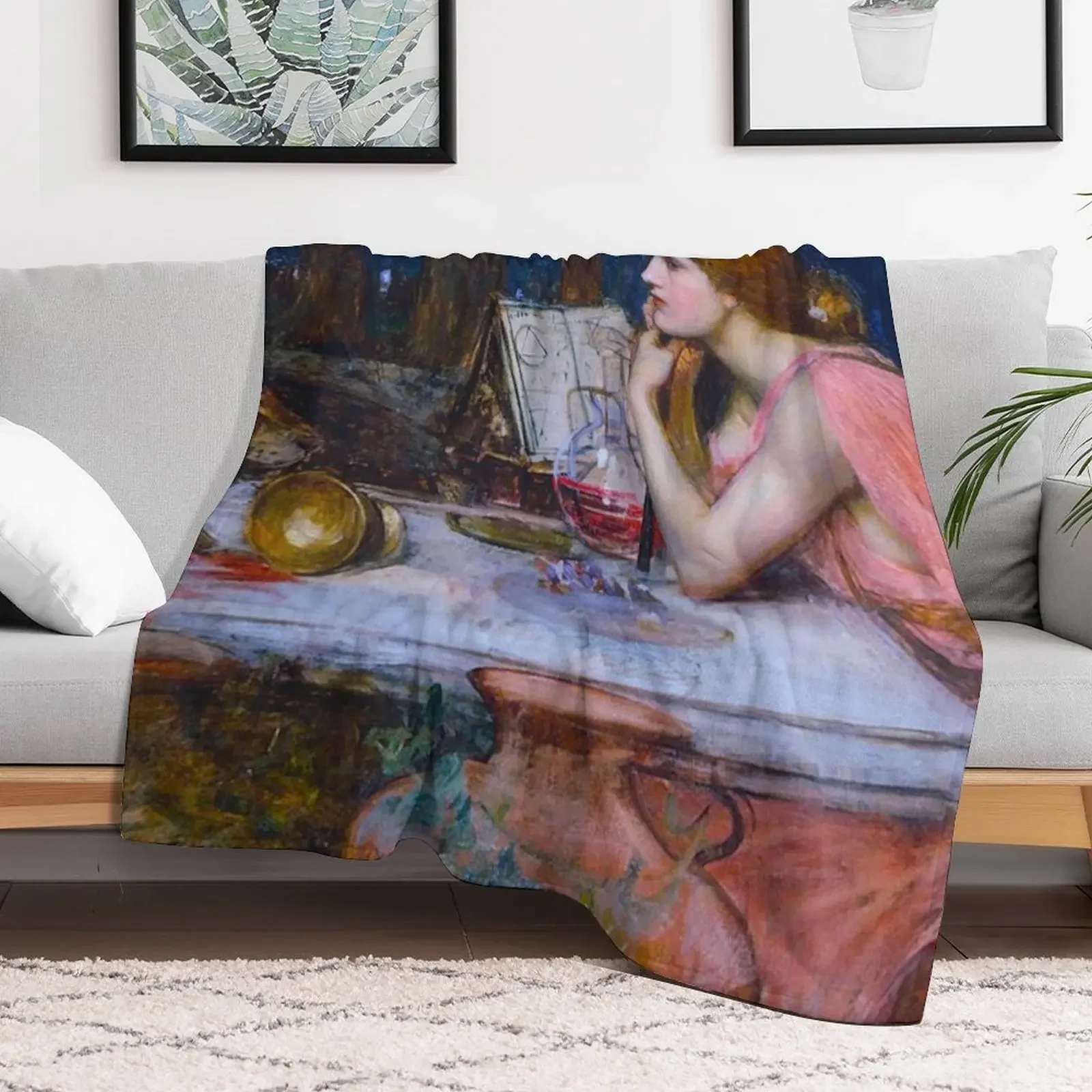 THE SORCERESS - JOHN WILLIAM WATERHOUSE Throw Blanket Men's Soft Warm Throw Blanket for Couch