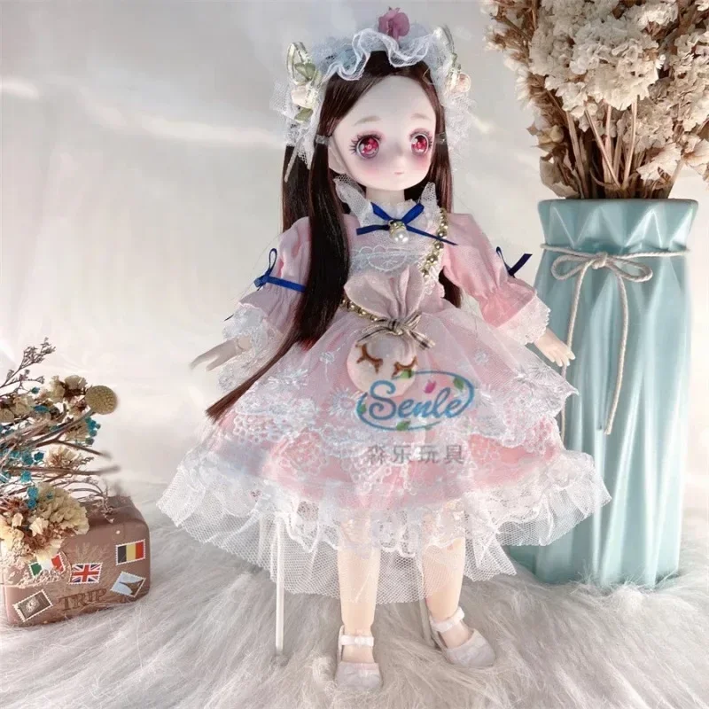 1/6 BJD Doll Comic Face 3D Simulation Eyes Multiple Movable Joint Dolls and Clothing Fashion Princess Dress Set Toy for Girls
