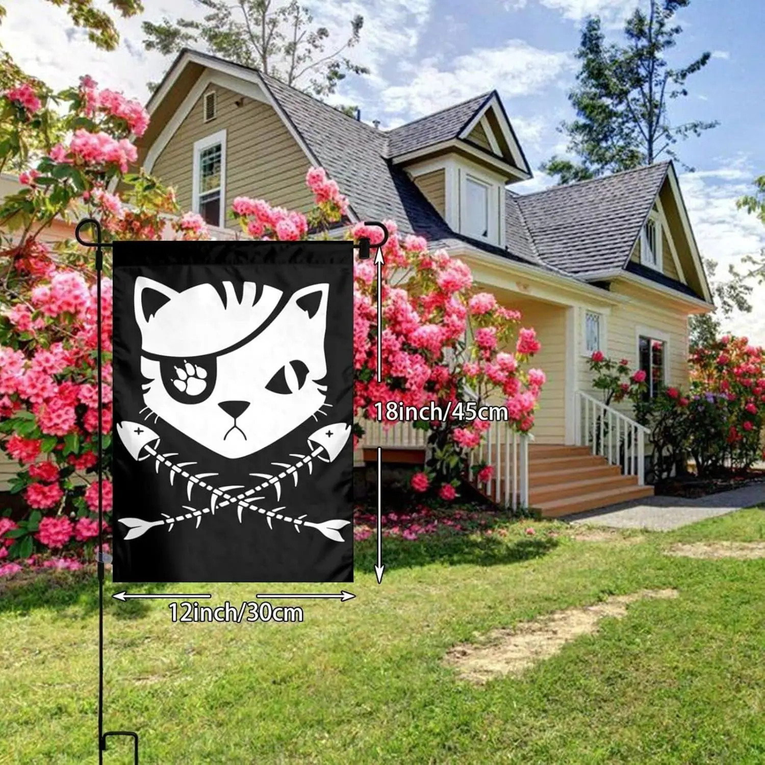 Pirate Cat Skull And Crossbone Garden Flag Halloween Thanksgiving Christmas Outdoor For Bar Decorative