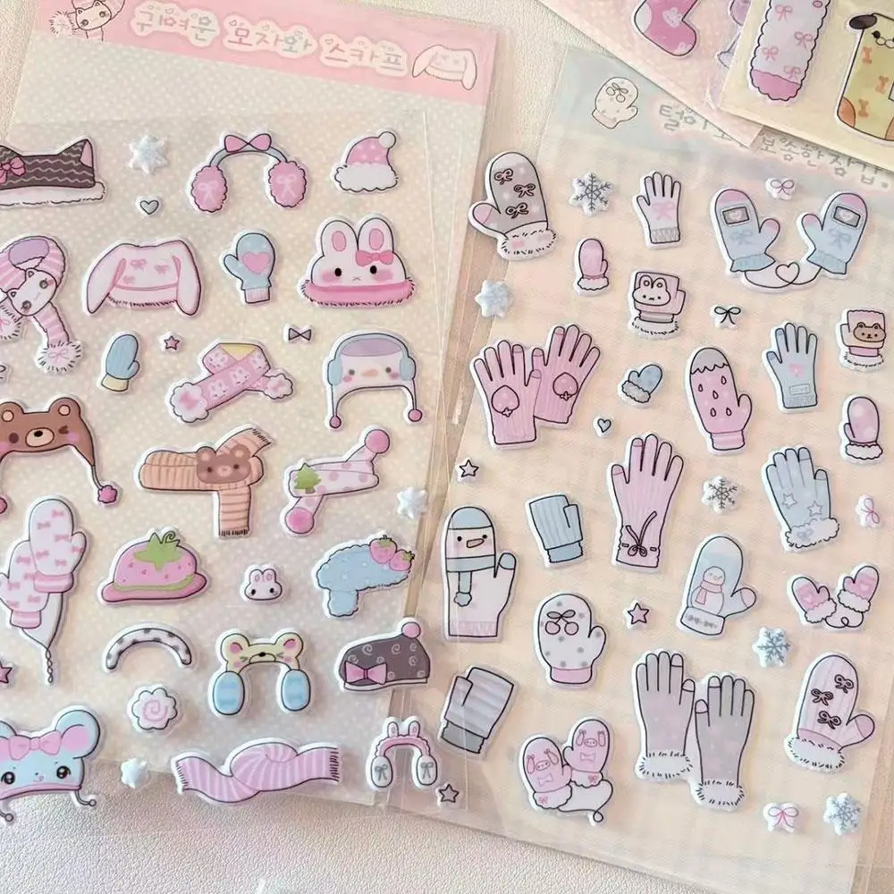 

Cute Bubble Stickers Decorative Hand Account Flat Sticker Creative Socks Gloves Scarves Hats Shape Foam Sticker Stationery Gift