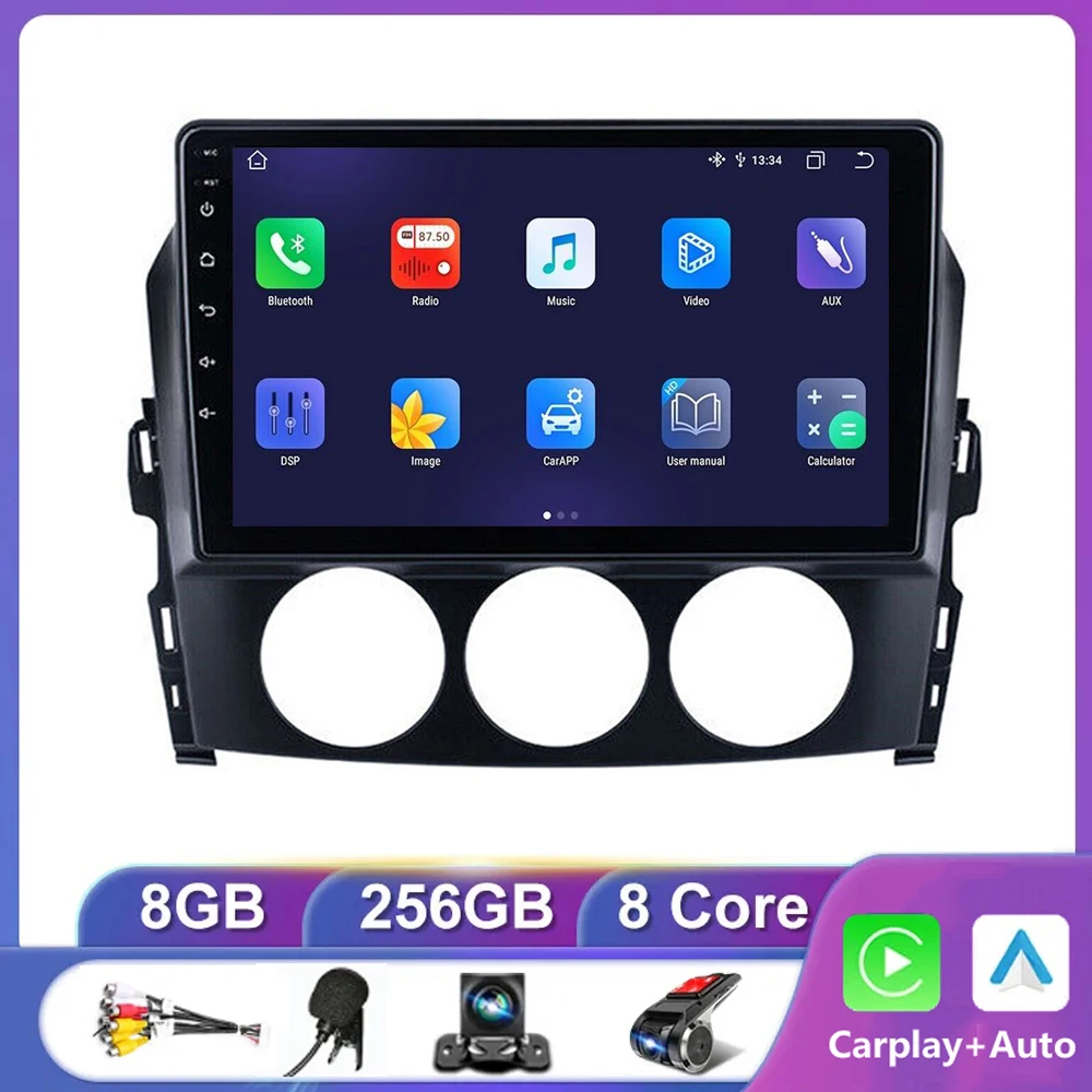 4G+64GB Android 14 Auto Car Radio Video Multimedia For Player Mazda Mx5 2005-2015 Navigation GPS Autoradio Head Unit Carplay