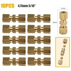 4.75mm 10x Car Brass Straight Reducer Compression Fitting Connector 3/16