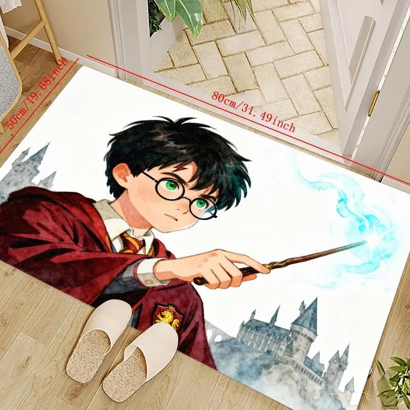

1 шт. Гарри Поттер в стиле аниме, напольный коврик Magic Wizard Hogwarts Castle, нескользящий моющийся коврик для детской комнаты, спальни L