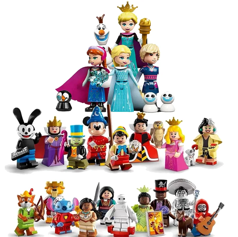 Figuras de acción de Disney, edición del 100 aniversario, Reina Robin Hood, Mig, Reina de Corazones, Lucky Mickey, figuras de ladrillos de ensamblaje, juguetes
