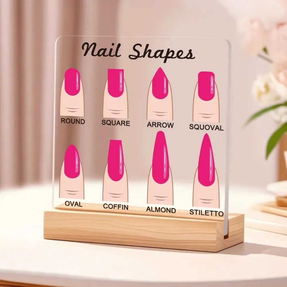 Acrylic Nail Shapes Display Board Transparent 6 Shapes False Nail Display Board Desktop Display Square Nail Studio Decoration