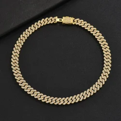 Men Hip Hop Double Color Cuban Chain Necklace Bule Pink Yellow Crystal Stone Choker Box Clasp Clavicle Necklace Fashion Jewelry